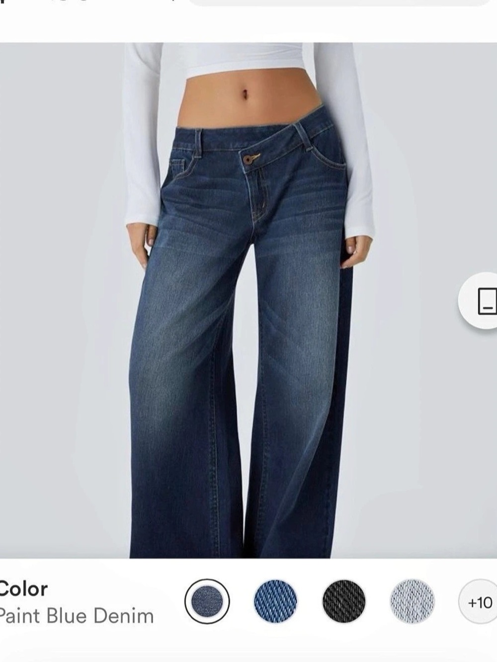Halara Flex Denim Asymmetric Crossover Wide Leg Jeans Blue